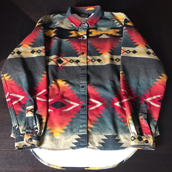 Woolrich Tops - WOOLRICH AZTEC SOUTHWESTERN FLANNEL SHIRT SIZE L